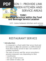 Workflow Structure Within The Food and Beverage Service Location