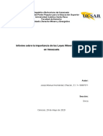 Informe Sobre La Importancia de Las Leyes Minero - Energética en Venezuela