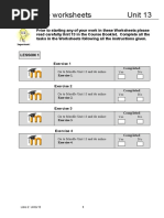 Exercise Worksheets Unit 13