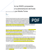 Análisis de La Ley 30425 y Propuestas para Mejorar La Administración Del Fondo Pensionario