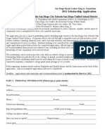 2011 Scholarship Application: For Graduating Seniors in The San Diego City Schools/San Diego Unified School District