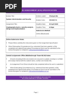 In-Course Assessment (Ica) Specification: Chunyan Mu CIS-4017-N 30 April 2020 4:00pm Submission Method