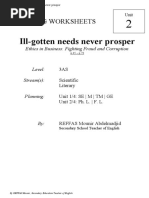 Ill-Gotten Needs Never Prosper: Teaching Worksheets