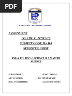 Assignment Political Science Subject Code: Ba 101 Semester: First