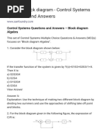 Algebra Block Diagram - Control Systems Questions and Answers