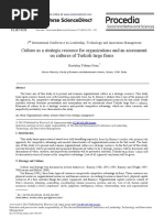 Culture As A Strategic Resource For Organizations and An Assessment On Cultures of Turkish Large Firms