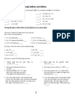 Identifying Numbers Through Millions and Billions: Giving The Place Value/value of Each Digit in A 6 or More Digit