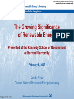 The Growing Significance of Renewable Energy: Presented at The Kennedy School of Government at Harvard University