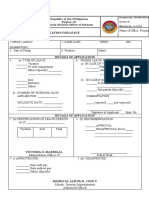 Application For Leave CSC Form 6: Republic of The Philippines Region III Schools Division Office of Bulacan