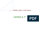 Lengua 5º: Actividades para Vacaciones