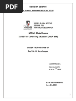 Decision Science: Internal Assignment-June 2020