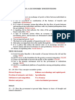 Quiz No. 4: Economic Institutions: Reciprocity Redistribution