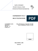 Experiment No. 8 Heat Exchanger