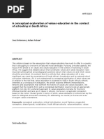 A Conceptual Exploration of Values Education in The Context of Schooling in South Africa