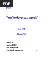 "Phase Transformation in Materials": 2017 Fall