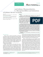 Bipolar Disorders and Lithium: Pharmacokinetics, Pharmacodynamics, Therapeutic Effects and Indications of Lithium: Review of Articles