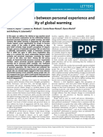 The Relationship Between Personal Experience and Belief in The Reality of Global Warming