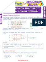 Mínimo Común Múltiplo y Máximo Común Divisor para Cuarto Grado de Primaria