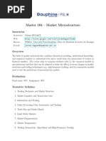 Master 104 - Market Microstructure: Instructor