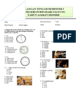 Ulangan Tengah Semester I SD Negeri Purwosari I Sayung TAHUN AJARAN 2019/2020