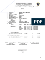 Silabo TECNOLOGIA ALIMENTARIA Plan 2014 - 2020 I
