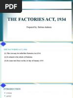 The Factories Act, 1934: Prepared By: Rubina Shaheen