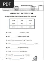 Tarea Oraciones Incompletas