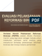 Paparan Evaluasi Pelaksanaan Reformasi Birokrasi Inspektorat 12 Januari 2016