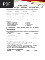 EVALUACIÓN DE BIOLOGÍA. 4to Sec