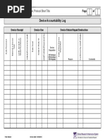 Device Accountability Log: PI NAME, Protocol or IRB Number, Protocol Short Title Page of