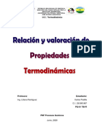 Relación y Valoración de Propiedades Termodinámicas