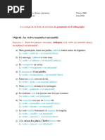 Le Corrigé de La Fiche de Révision de Grammaire Et D'orthographe EB6