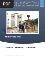 Lista de Admitidos 1 - Usta 2016-1 PDF