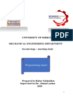 University of Kirkuk Mechanical Engineering Department Second Stage - Morning Study