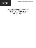 V Descentralizacion y Regionalizacion en El Peru