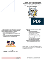 Identify The Structure, Purpose and Language Features of Different Text Types (E.g. Narrative, Information Report, Procedure Argument)