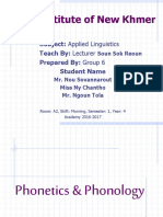 Institute of New Khmer: Subject: Applied Linguistics Teach By: Lecturer Prepared By: Group 6 Student Name