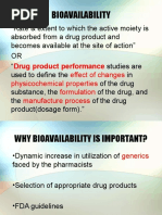 Bioavailability: Drug Product Performance