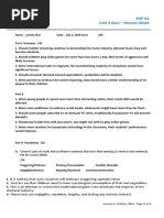 Eap A1 Unit 2 Quiz - Answer Sheet: Chemical Industry