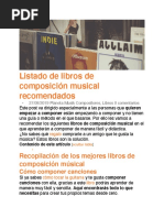 Listado de Libros de Composición Musical Recomendados - Planeta Musik