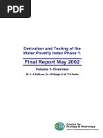 Final Report May 2002: Derivation and Testing of The Water Poverty Index Phase 1