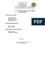 Composition of Quality Management Team (QMT) ISO 9001:2015 Documents Controller