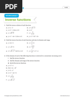 Inverse Functions: Worksheet