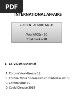 International Affairs: Current Affairs Mcqs Total Mcqs 10 Total Marks 10