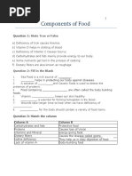 Components of Food: State True or False