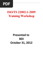 ISO/TS 22002:1-2009 Training Workshop: Presented To BDI October 31, 2012