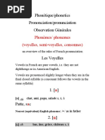 Phonétique/phonetics Prononciation/pronunciation Observation Générales