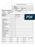 Generator Inspection Checklist: Etwork Evelopment Roup