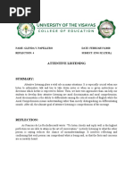 Attentive Listening: Name: Glenda V. Papellero DATE: FEBRUARY 8,2020 Reflection: 4 Subject: Eng 512 (Tesl)