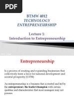 Technology Entrepreneurship: BTMW 4012